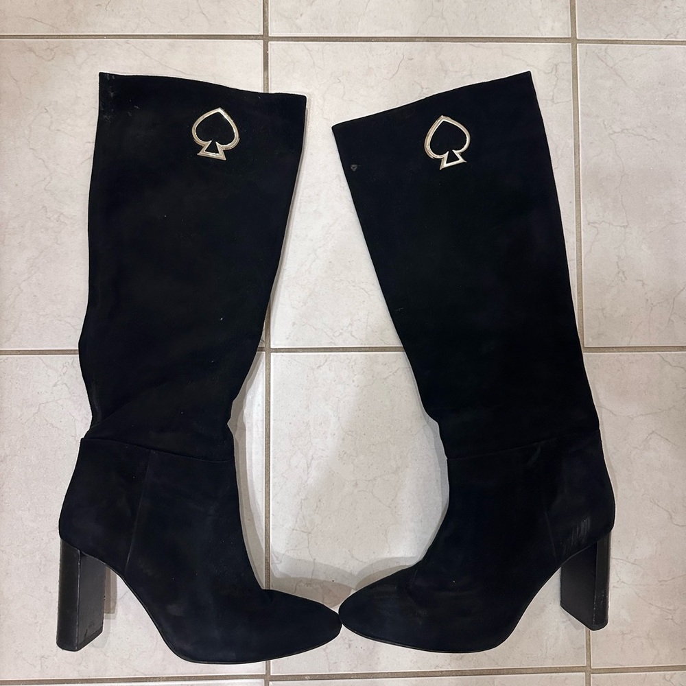 Kate Spade Suede Black Knee High Boots